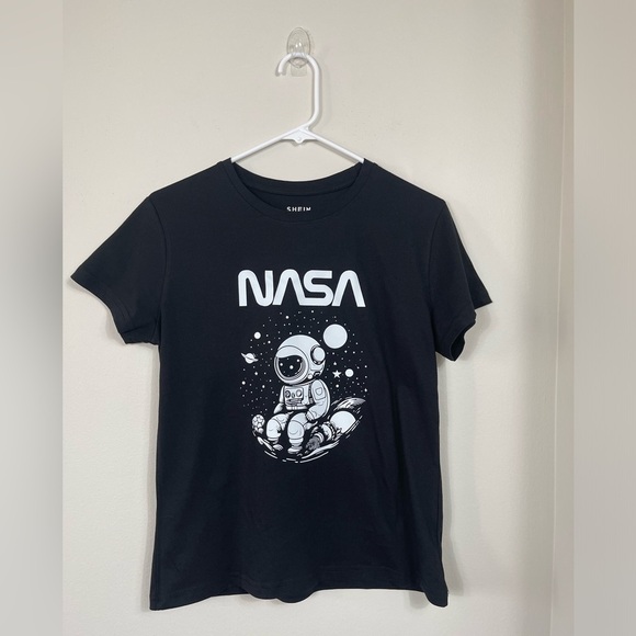 by shein Tops - Women's Astronaut Pattern Short Sleeve T-Shirt Graphic Tees Women Tops CottonNWT